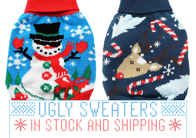 DoggieDesign Ugly Holiday Sweaters While Supplies Last