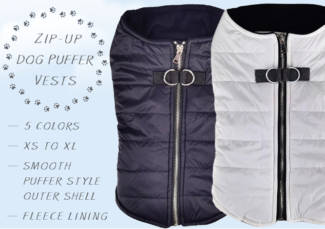 Doggie Design Zip-Up Puffer Vests
